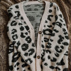 Light pink leopard print cardigan